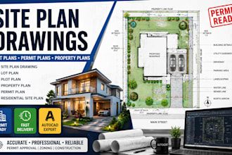 create permit ready site plan drawing lot plan and property plan in autocad