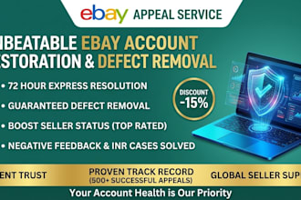 remove ebay defect, ebay feedback, late shipment, transaction issues