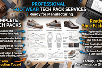 design custom shoes, sneakers, and manufacturing tech pack