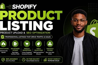 be your shopify product lister, product listing, product upload, product seo