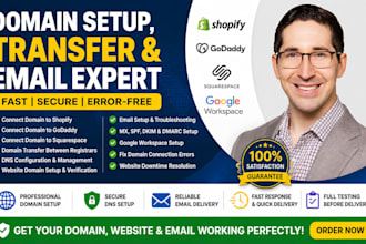 connect domain to godaddy, shopify, squarespace, tranfer domain or fix email