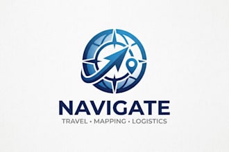 design a professional navigation logo for travel, mapping, and logistics brands