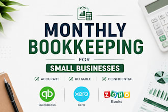 do monthly bookkeeping for small businesses using quickbooks, xero, or zoho book
