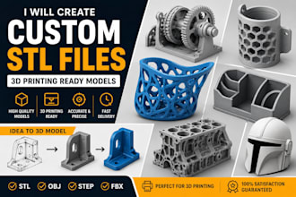 create custom stl files and 3d printable models for 3d printing