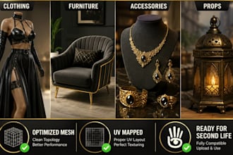 create fully optimize and ready to upload 3d design for second life