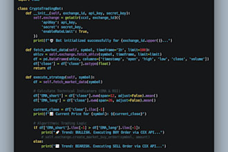 develop a custom python crypto trading bot via okx, coinbase or binance API