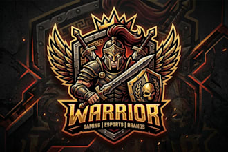 design a powerful gladiator logo for gaming, esports, and warrior brands