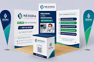 design trade show booth, exhibition backdrop, banner and display stand
