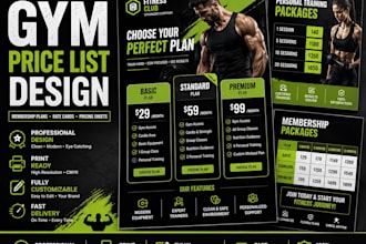 design gym membership pricing and fitness rate cards