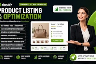 do shopify product listing and SEO optimization for your store