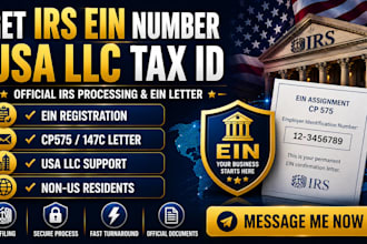 get irs ein number tax id letter usa llc