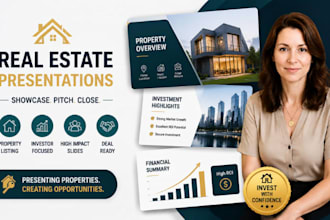 property listing presentation slides design, real estate investor pitch deck pro