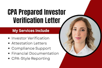 provide CPA prepared investor verification and attestation letter for compliance