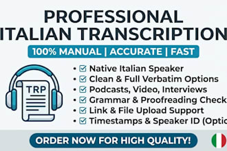 transcription file audio and video to text in italian