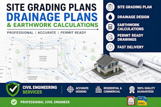 create site grading plans, drainage plans and earthwork calculations