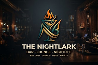 design a modern bar logo for pubs, lounges, and nightlife brands