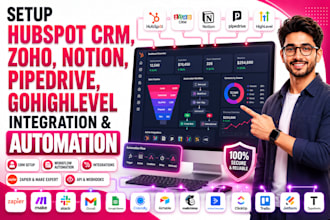 setup hubspot crm zoho notion pipedrive gohighlevel integration make automation