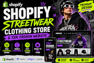 design a shopify streetwear clothing and y2k fashion store