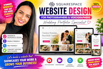design a squarespace website for photographers, videographers, and weddings