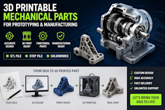 design 3d printable mechanical parts for prototyping and manufacturing