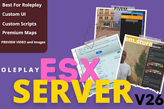 create a fivem esx, qbcore roleplay server with custom scripts