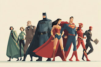 illustrate a superhero pop art portraits