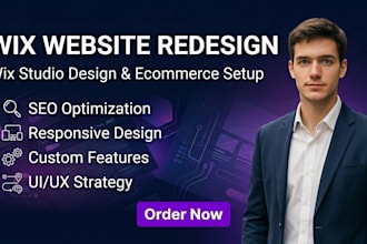 do wix website redesign, wix studio design, and wix ecommerce website