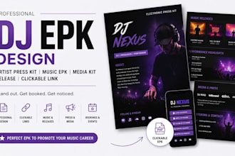 do dj epk design artist press kit release music epk media kit clickable link