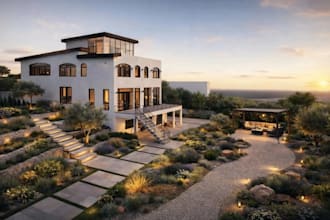 design a landscape ,3d rendering and photorealistic outdoor renders, resort