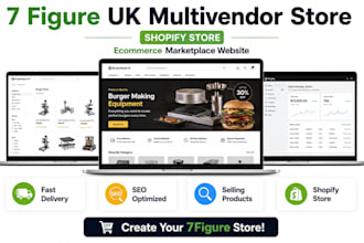 design 7 figure UK multivendor shopify store marketplace shopify ecommerce store