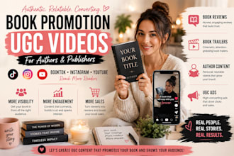 do book promotion ugc video kindle book, ebook marketing for author marketing
