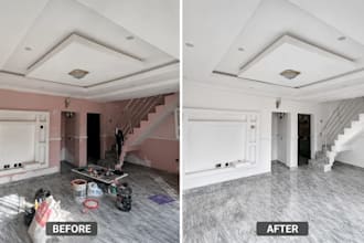 create realistic interior wall paint and screeding design