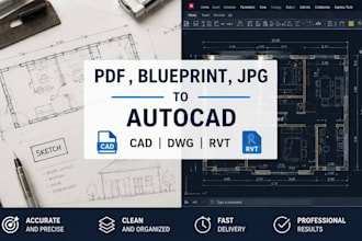 convert your sketch into professional cad dwg or revit file