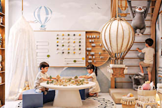 design creative 3d kids playroom, nursery and childrens activity space