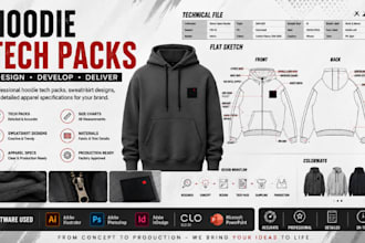 design hoodie tech packs, sweatshirt designs, and apparel specifications