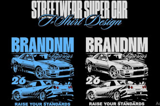 do vintage classic car streetwear logo and t shirt design
