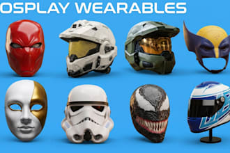 design, print, paint and ship custom 3d mask, stl cosplay wearables 3d helmet