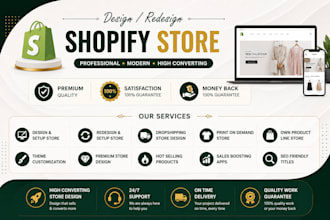 build shopify website, design or redesign shopify store