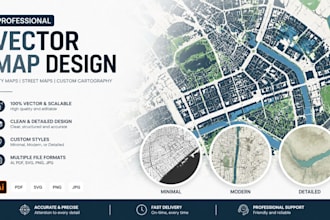 design custom vector city map and cartographic illustration in autocad