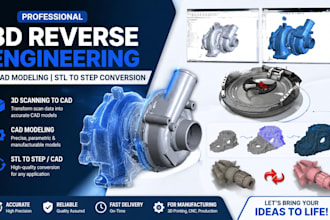 do 3d reverse engineering, cad modeling, stl to step conversion