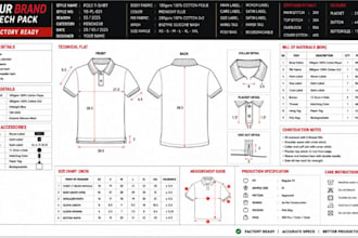 create factory ready tech pack for streetwear sportswear activewear and clothing
