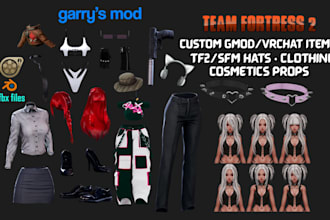 create custom vrchat items, tf2 weapons, outfits, vtuber assets props for avatar