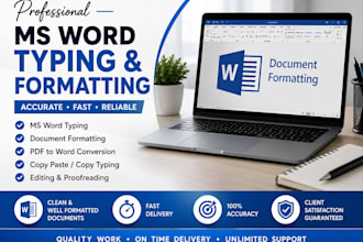 do professional ms word typing and document formatting