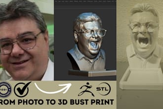 sculpt realistic custom 3d bust likeness from photo for 3d printing stl obj 3mf