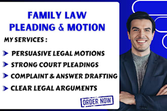 draft family law pleadings, motions, petitions, and court documents