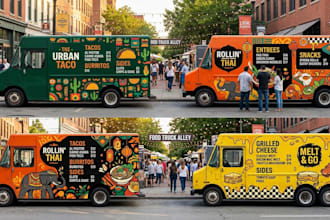 design a food truck menu wrap which attracts buyers