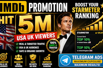 imdb promotion hit 5m USA UK viewers boost your starmeter ranking telegram ads