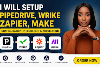 setup pipedrive to wrike zapier make conigurastion integration automation