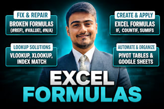 create or fix excel formulas, functions and google sheets
