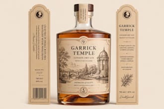 design premium vintage gin, wine, and liquor bottle labels